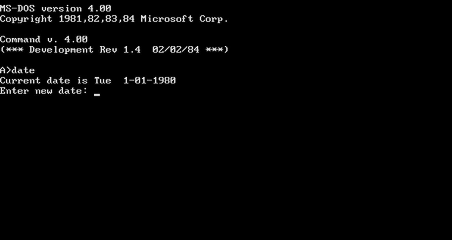 MS-DOS interface imagem